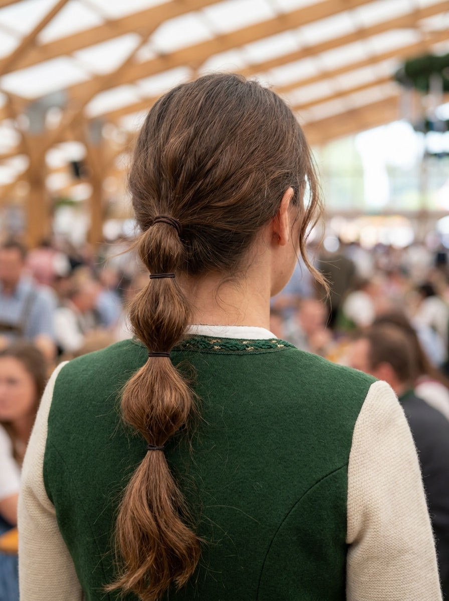 Bubble Ponytail für die Wiesn als Einfache Dirndlfrisuren Inspiration 2026